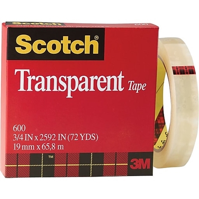 3M Scotch Transparent Tape #600 - 3/4 x 72 yards